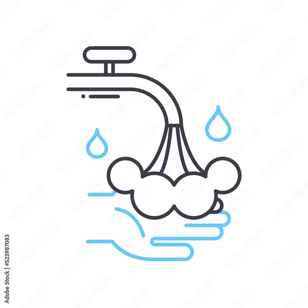 washing hands line icon, outline symbol, vector illustration, concept sign washing hands line icon, outline symbol, vector illustration, concept sign