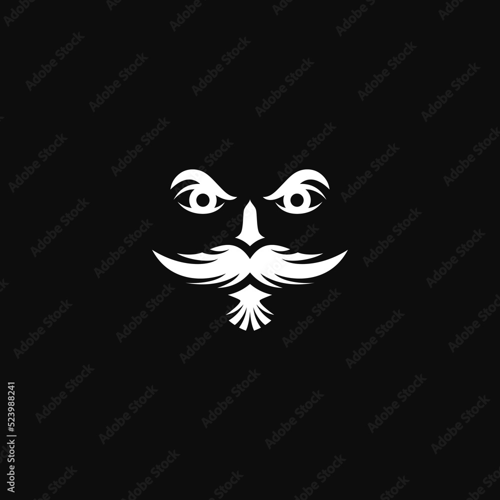 Obraz premium Mustache man combination with a bird. Logo design.