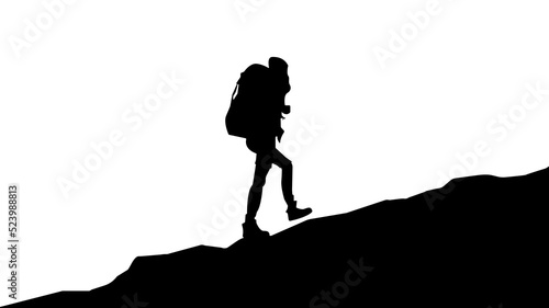 silhouette of a  hiking person