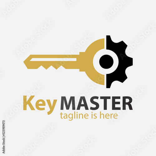 Abstract creative key duplication logo concept. Professional skilled key cutter sign.