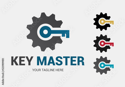 Abstract creative key duplication logo concept. Professional skilled key cutter sign.