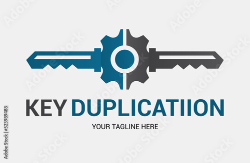 Abstract creative key duplication logo concept. Professional skilled key cutter sign.