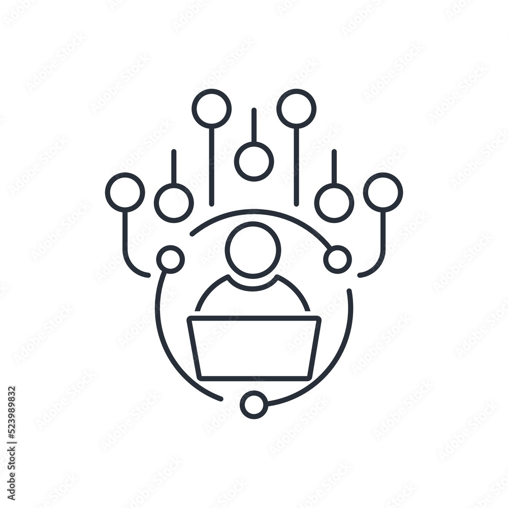 Cyber specialist. Vector linear icon isolated on white background. Cyber specialist. Vector linear icon isolated on white background.