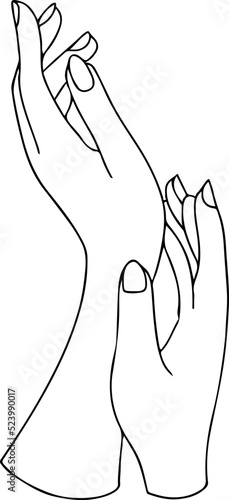 Female hands and feet. Manicure and pedicure concept. Vector Illustration in trendy outline style