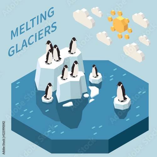 Melting Glaciers Isometric Background