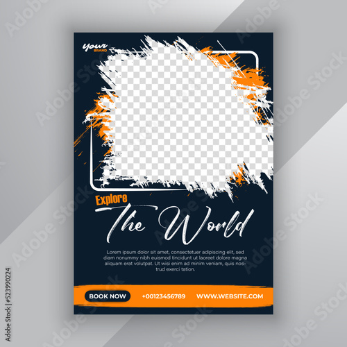 Travel flyer design for vacation tour agency. Summer travel and tourism flyer or poster and Business brochure template design.