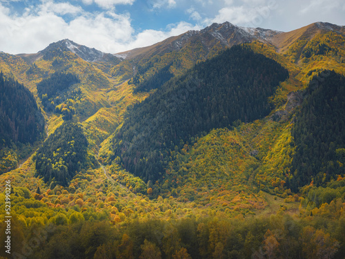 trip to Caucasus mountains, Arkhyz, Teberdinsky reserve. concept of discovery and exploration of wild places in early autumn.