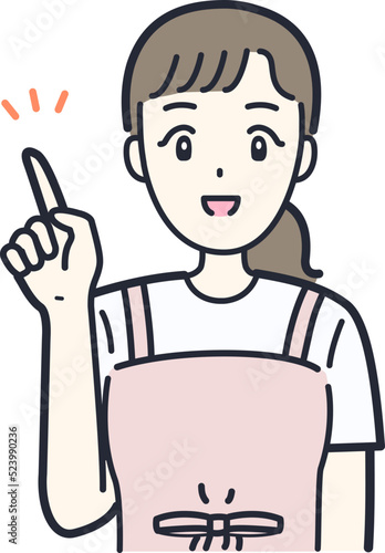 笑顔でポイントを説明する主婦のイラスト素材