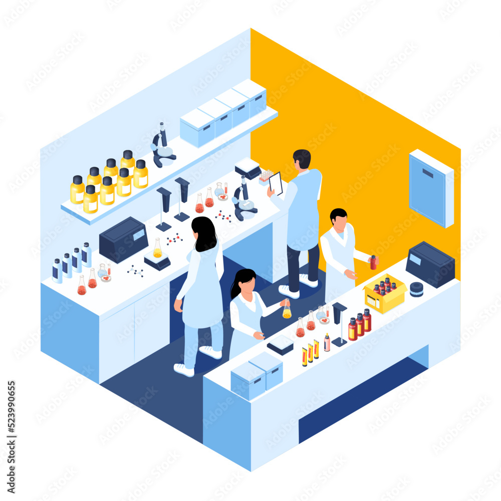Cosmetics Production Factory Isometric Composition