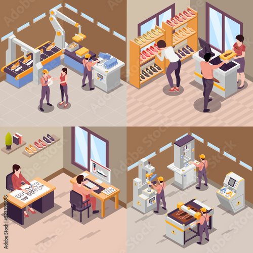 Shoes Production Concept Icons Set