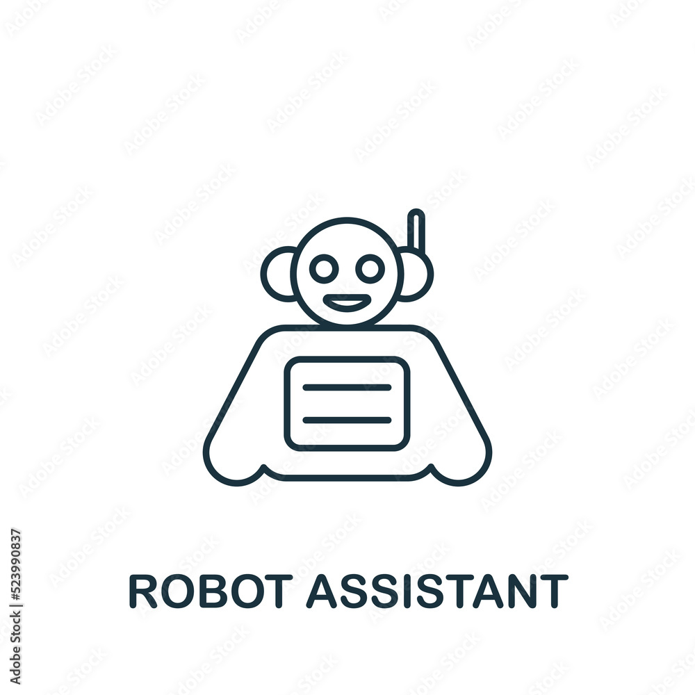 Robot Assistant icon. Line simple Industry 4.0 icon for templates, web design and infographics Robot Assistant icon. Line simple Industry 4.0 icon for templates, web design and infographics