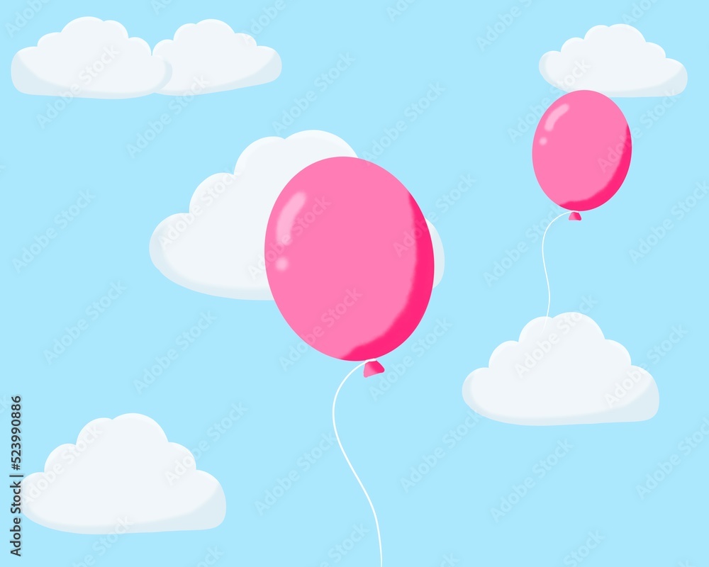colorful balloons isolated on sky background.teaching materials,day.