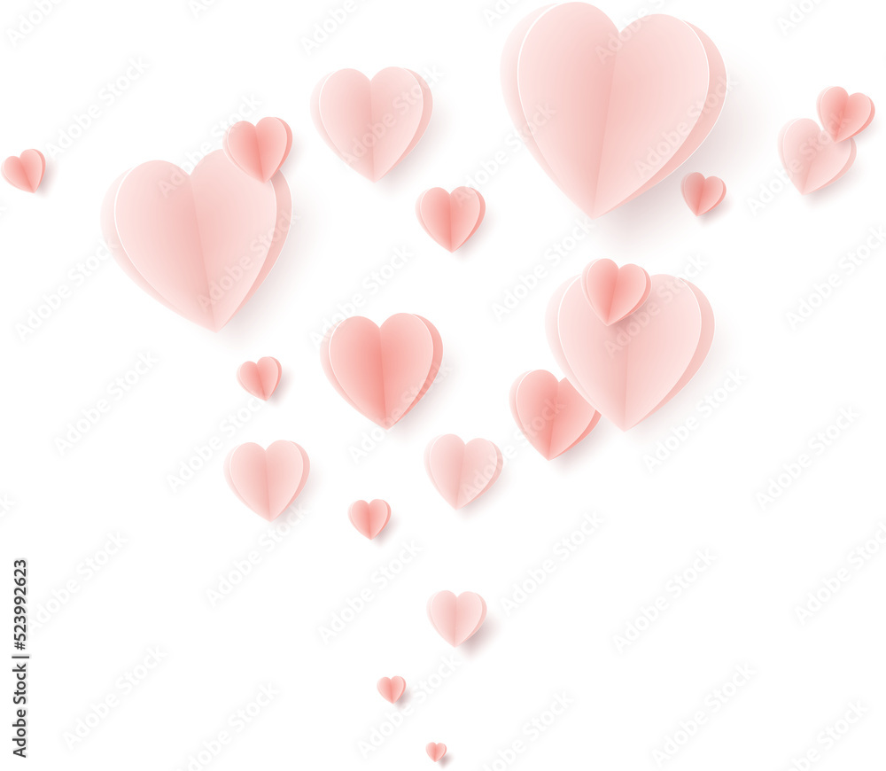 Pink hearts paper art style.