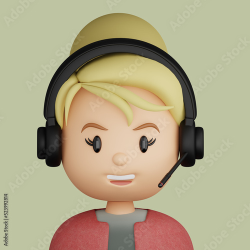 3D cartoon avatar of pretty blonde woman