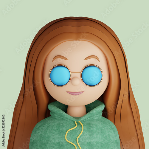 3D cartoon avatar of pretty  woman