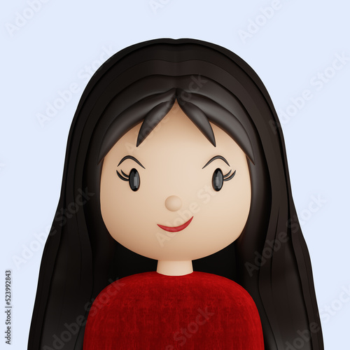 3D cartoon avatar of pretty  woman