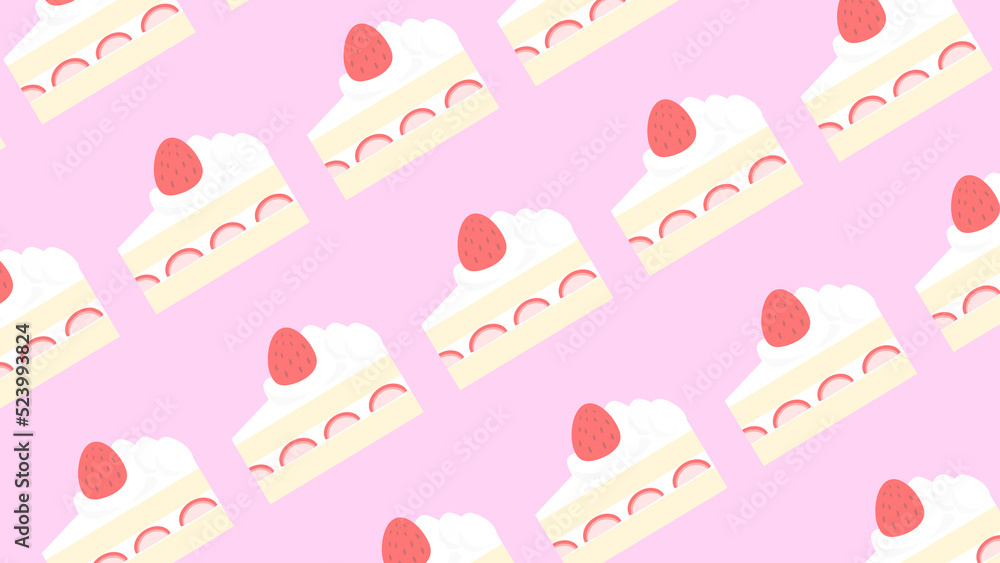 strawberry sponge cake wallpaper♪