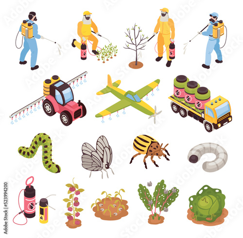 Isometric Farm Pest Control Set