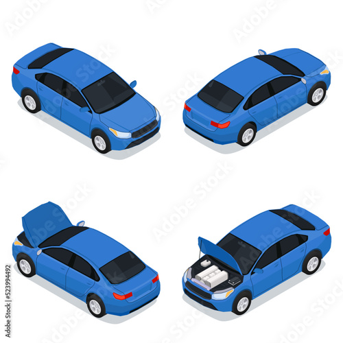 Car Service 2x2 Isometric Icons