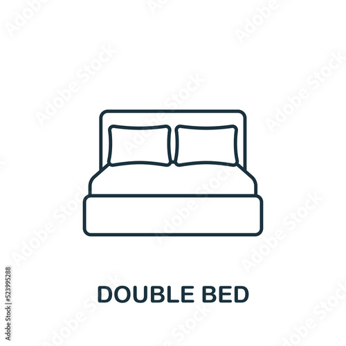 Double Bed icon. Line simple Interior Furniture icon for templates, web design and infographics