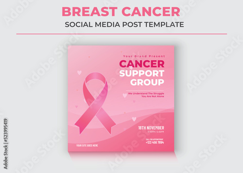 Support Group social media, Cancer Support Group Social Media Template, Breast Cancer Awareness Month