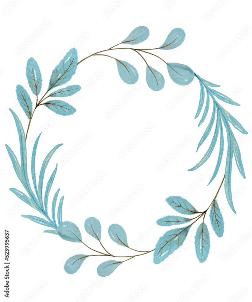 Watercolor leaf round frame Watercolor leaf round frame