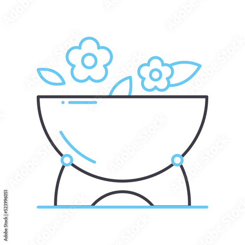 spa water bowl line icon, outline symbol, vector illustration, concept sign