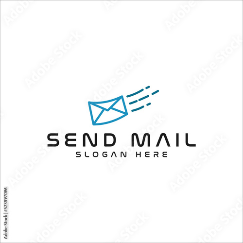 Send mail icon logo business vector design template, simple mail express icon logo design vector ideas with outline, modern and elegant styles isolated on white background.,