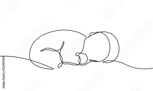 Baby Continuous Line Art Drawing. Cute Little Baby One Line Drawing Minimalist Illustration for Modern Graphic Design. Vector EPS 10.