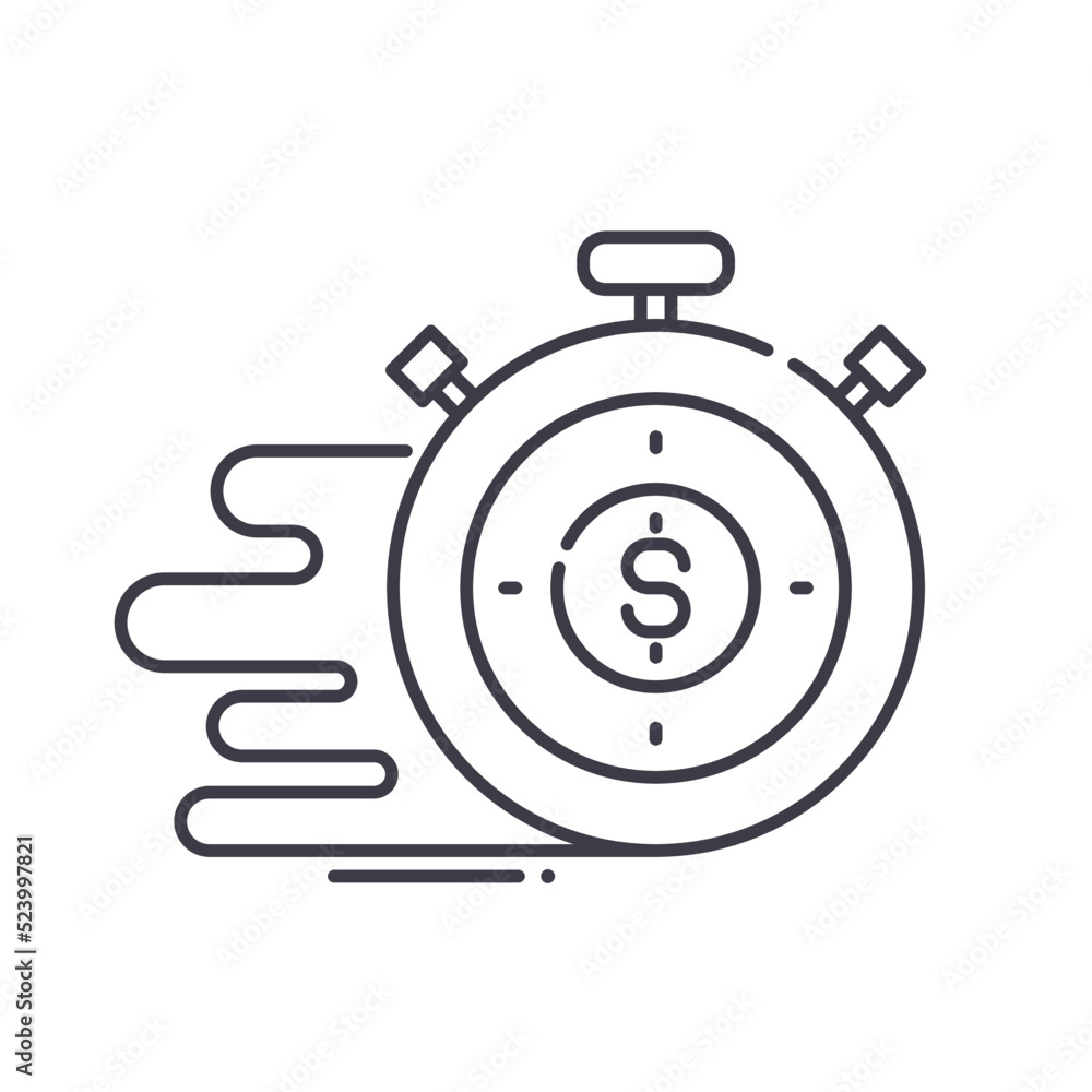time is money line icon, outline symbol, vector illustration, concept sign time is money line icon, outline symbol, vector illustration, concept sign