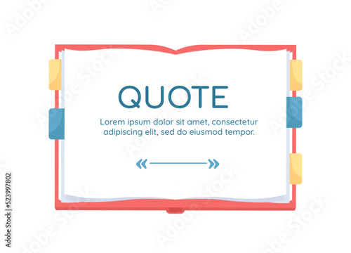 Famous writer quote textbox with flat object. Wisdom sharing. Speech bubble with editable cartoon illustration. Creative quotation isolated on white background. Comfortaa, Quicksand fonts used