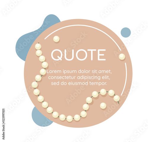 Jewelry quote textbox with flat object. Luxury accessory. Speech bubble with editable cartoon illustration. Creative quotation isolated on white background. Comfortaa, Quicksand fonts used