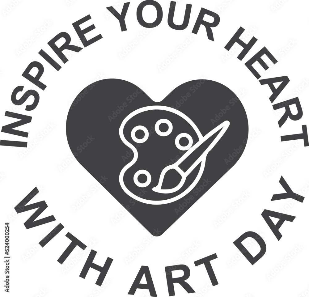 National inspire your heart with art day black symbol National inspire your heart with art day black symbol