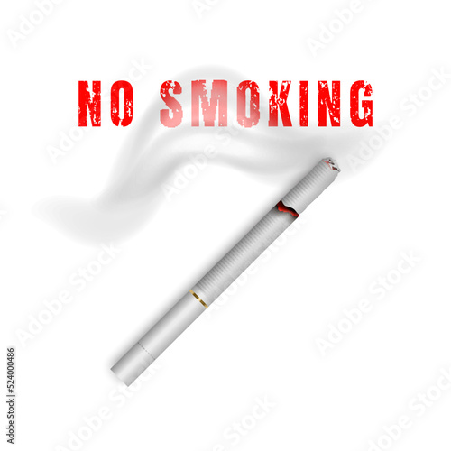 Forbidden no smoking red sign, isolated on white background. Vector Illustration