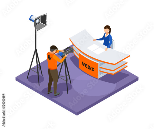 Broadcasting Isometric Illustration