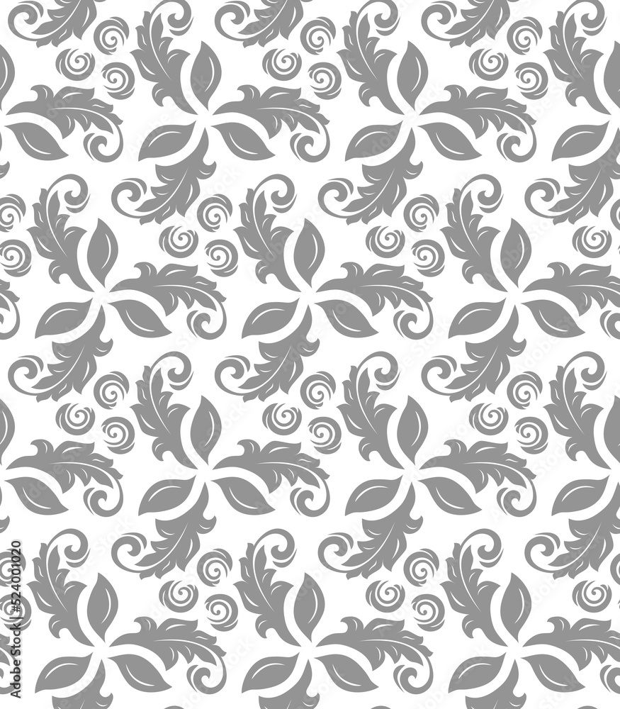 Floral vector silver ornament. Seamless abstract classic background with flowers. Pattern with repeating floral elements. Ornament for wallpaper and packaging