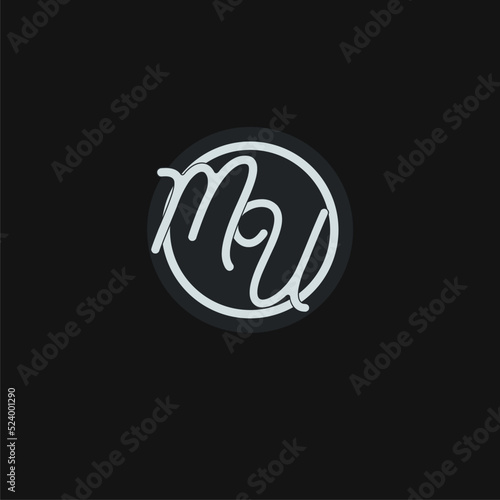 Initials MU logo monogram with simple circle line design inspiration