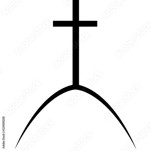 cross on the mountain. christian cross icon. Mount Calvary. symbol of christianity. vector illustration.