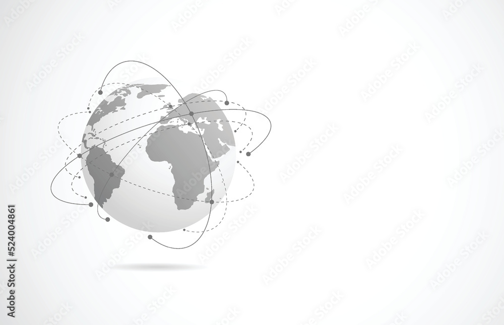 Obraz premium Global network connection. World map point and line composition concept of global business. Vector Illustration