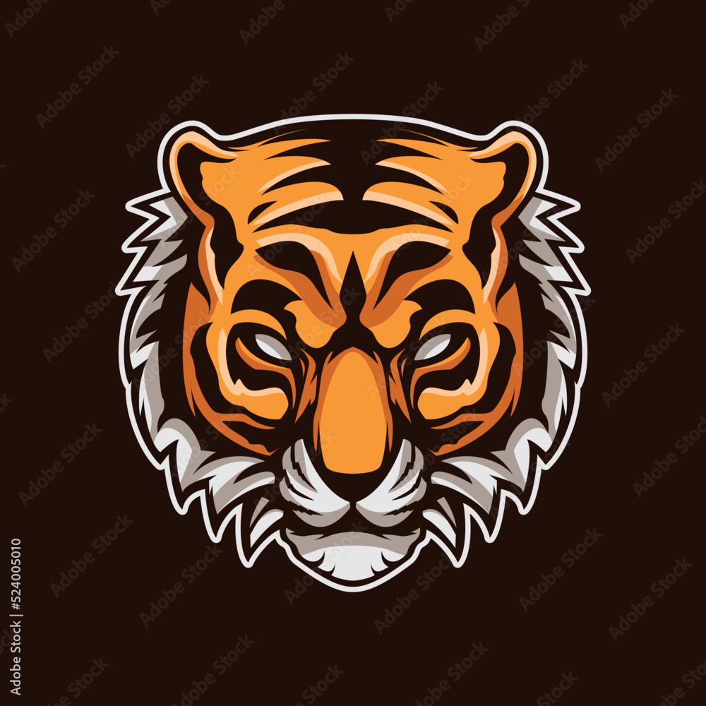 Fototapeta premium Tiger Head Mascot Cartoon Illustration