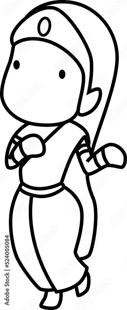 Cute princess drawing for coloring Stock Illustration | Adobe Stock