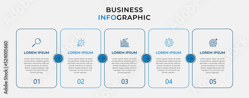 Vector Infographic design business template with icons and 5 options or steps. Can be used for process diagram, presentations, workflow layout, banner, flow chart, info graph