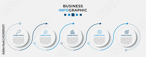 Vector Infographic design business template with icons and 5 options or steps. Can be used for process diagram, presentations, workflow layout, banner, flow chart, info graph