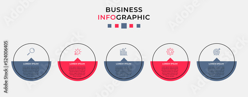Vector Infographic design business template with icons and 5 options or steps. Can be used for process diagram, presentations, workflow layout, banner, flow chart, info graph