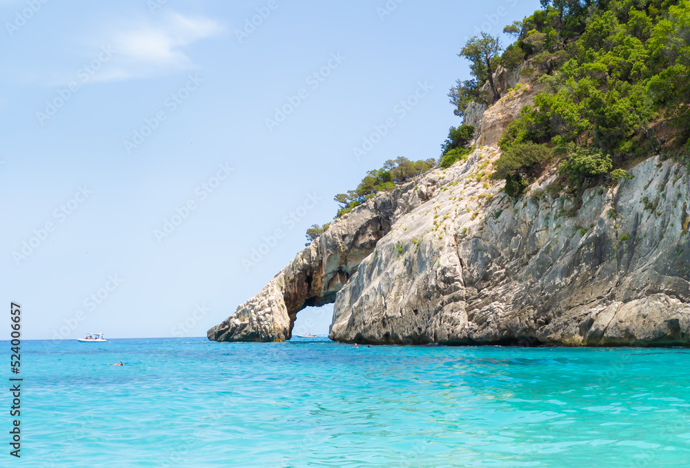 Cala Goloritzè in Sardegna, Italy (Italy) - The famous touristic attraction in wild east coast of Sardinia island, Orosei gulf in the Baunei municipal, with wonderful beach and trekking path.
