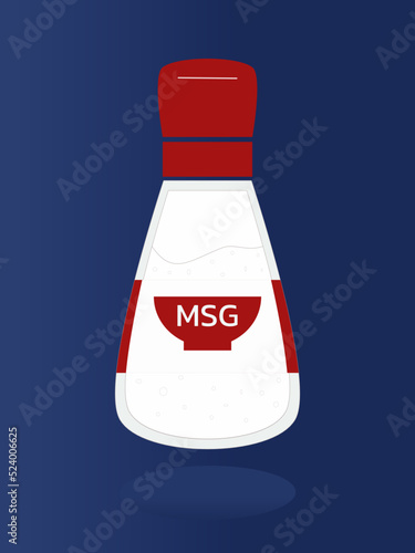 monosodium glutamate (MSG) bottle on dark blue background