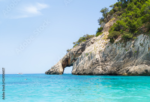 Cala Goloritz   in Sardegna  Italy  Italy  - The famous touristic attraction in wild east coast of Sardinia island  Orosei gulf in the Baunei municipal  with wonderful beach and trekking path.