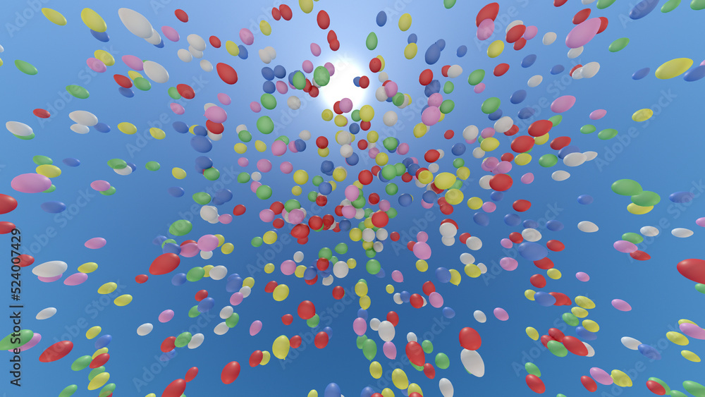 Color Balloons rising up to the sky 3D illustration. Color Balloons rising up to the sky 3D illustration.