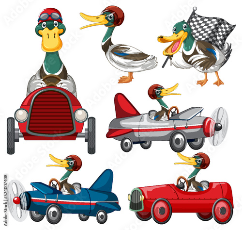 Soapbox derby race concept with ducks