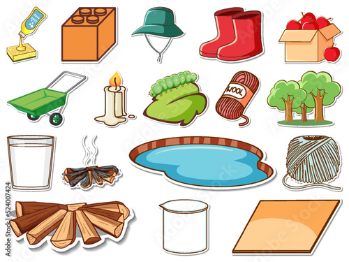Sticker set of mixed daily objects